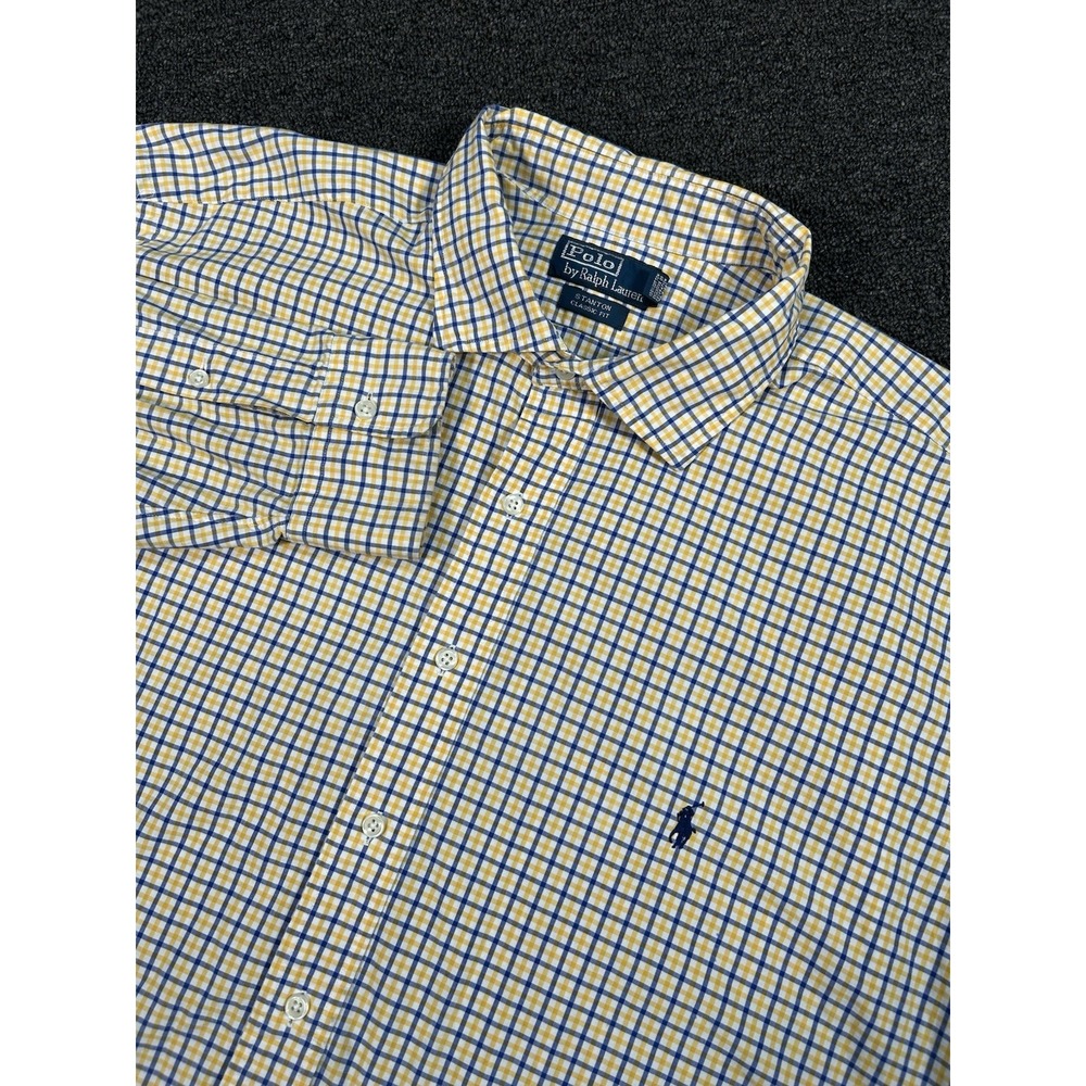 Polo Ralph Lauren Stanton Classic Fit Shirt Men's 3XB Yellow Gingham Check Pony